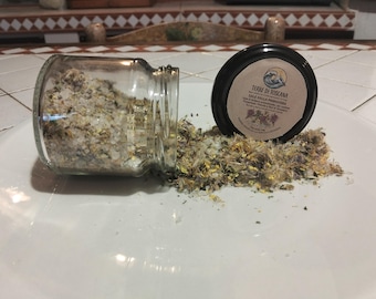 Spring Botanical Salt–Tuscan Volterra Salt with Dandelion, Purple Deadnettle & Primrose–Artisan Italian Seasoning Bath Salt (100g/3.5 oz)