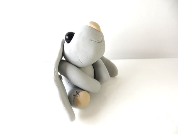 Clay Bunny Sculpture Figurine