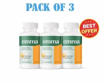 3 Pack Emma Gut Health Supplement for Digestive & Bloating Support 180 capsules