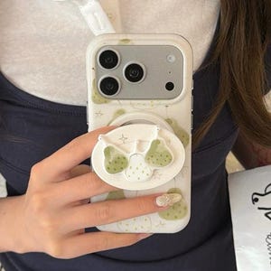 Watercolor Pear Print MagSafe Case for iPhone 17 Pro Max 16 15, Soft Pastel Green Cute Phone Cover with Matching PopSocket