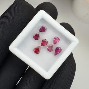 Natural Ruby Pear Cut Lot 5x4&6 x 4 mm 2.80 Ct 7 Pieces No Heat Unheated Reddish Pink UV Fluorescent Madagascar Ruby July Birthstone Gemstone