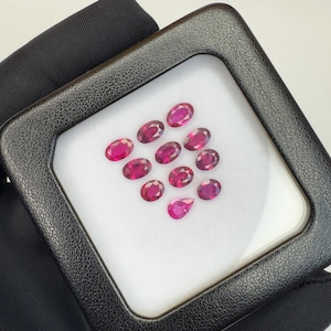 Natural Ruby Madagascar Mines No Heat Ruby UV Fluorescent Oval Pear Cut 5.00 Ct 11Pcs Pinkish Red Eye Clean Loose Gemstone Jewelry Making
