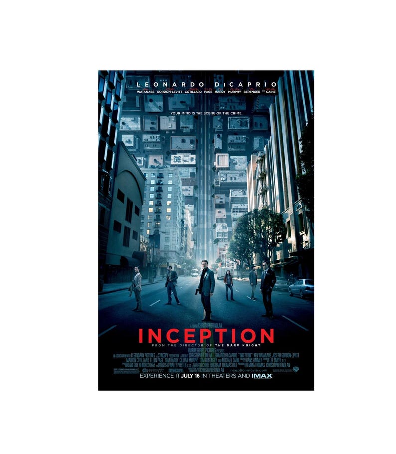 INCEPTION Movie Poster, Matte Print Wall Art Classic Cinema Buy 2 Get ...