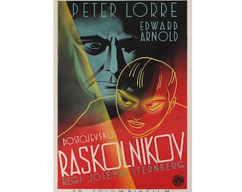 Crime and Punishment (Raskolnikov) Dostojevskij 1935 Movie Poster, Matte Print wall art classic cinema Buy 2 get 3rd for free