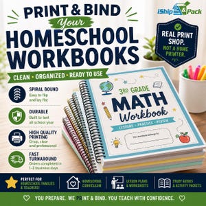 Impresión y encuadernación de cuadernos de trabajo para profesores / Impresión y encuadernación de material didáctico para educación en el hogar / Cuadernos de trabajo con encuadernación en espiral / Servicio de conversión de PDF a libro
