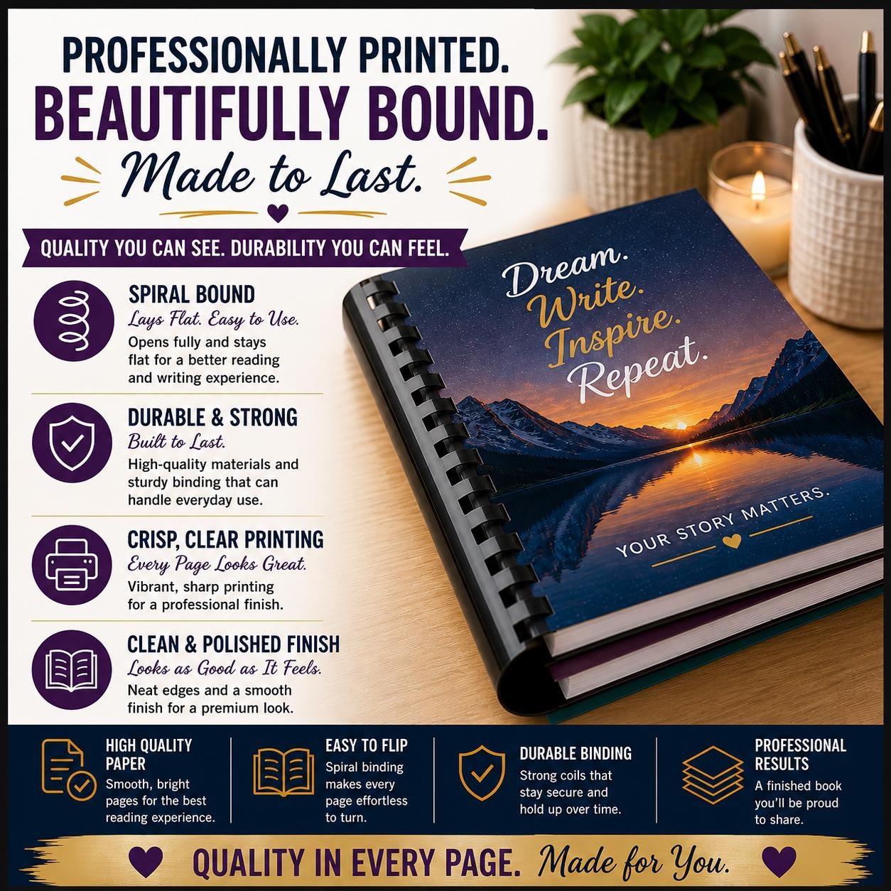 Custom Book Printing | PDF to Real Book Binding (comb Spiral Bound) - Etsy
