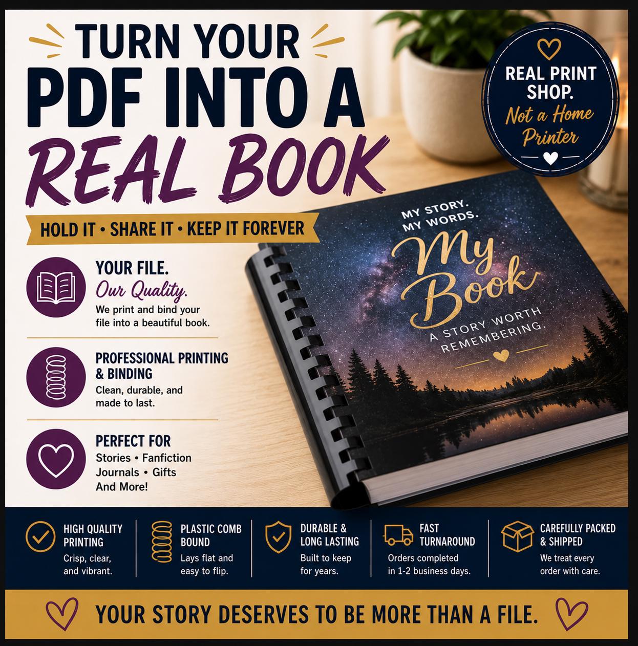 Custom Book Printing | PDF to Real Book Binding (comb Spiral Bound) - Etsy