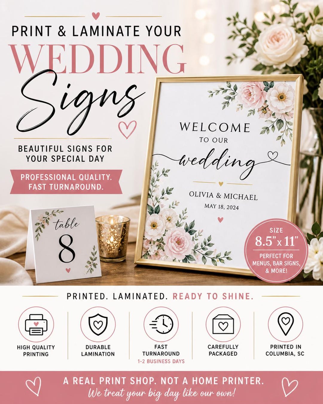 Wedding Sign Printing & Laminating | Welcome Signs, Seating Charts ...