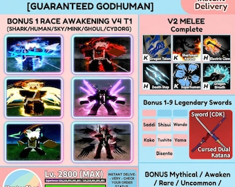Cuenta de nivel máximo de Blox Fruits - Despertar V4 y Godhuman garantizado