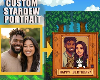 Personalisiertes Stardew Valley Portrait vom Foto, Personalisiertes Pixel Art Paar Portrait