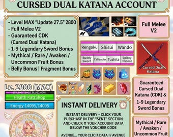 Gottmensch + CDK Blox Fruits Konto | MAX Stufe 2800 | Verfluchtes Dual Katana | DATPOL