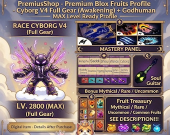 Blox Fruits Cyborg V4 Account: Max Level, GodHuman, CDK, Soul Guitar (Digitaler Artikel)