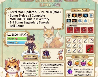 Blox Fruits Mammut-Account – Max Level 2800,
