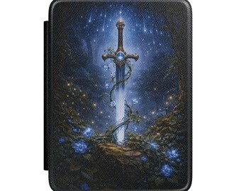 Funda para Kindle de Espada Encantada en Piedra / Funda para Libro de Fantasía y Magia