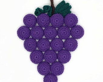 Salvamanteles de uvas de ganchillo, almohadilla térmica para tapas de botellas, regalo para amantes del vino