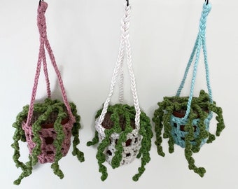 Car Plants, Succulent Car Plant Decor, Car Plant Hanging, Crochet Hanging Plants, Mini Plant Hanger