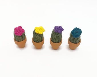 Mini imán de cactus de ganchillo, maceta de terracota, regalo para amantes de los cactus