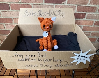 Crochet Cat Plushie – Amigurumi Stuffed Animal, Bendable Tail