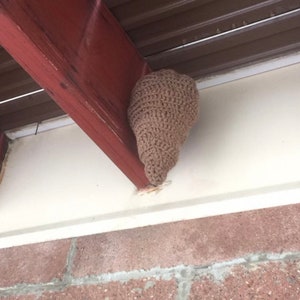 Fake Hornet Nest, Hornet Nest Decoy, Crochet Hornet Nest, Non Toxic Wasp Deterrent, New Home Gift image 1