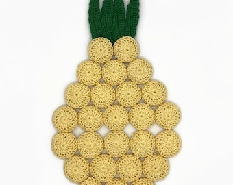 Crochet Pineapple Trivet, Bottle Cap Hot Pad, Retro Kitchen Decor
