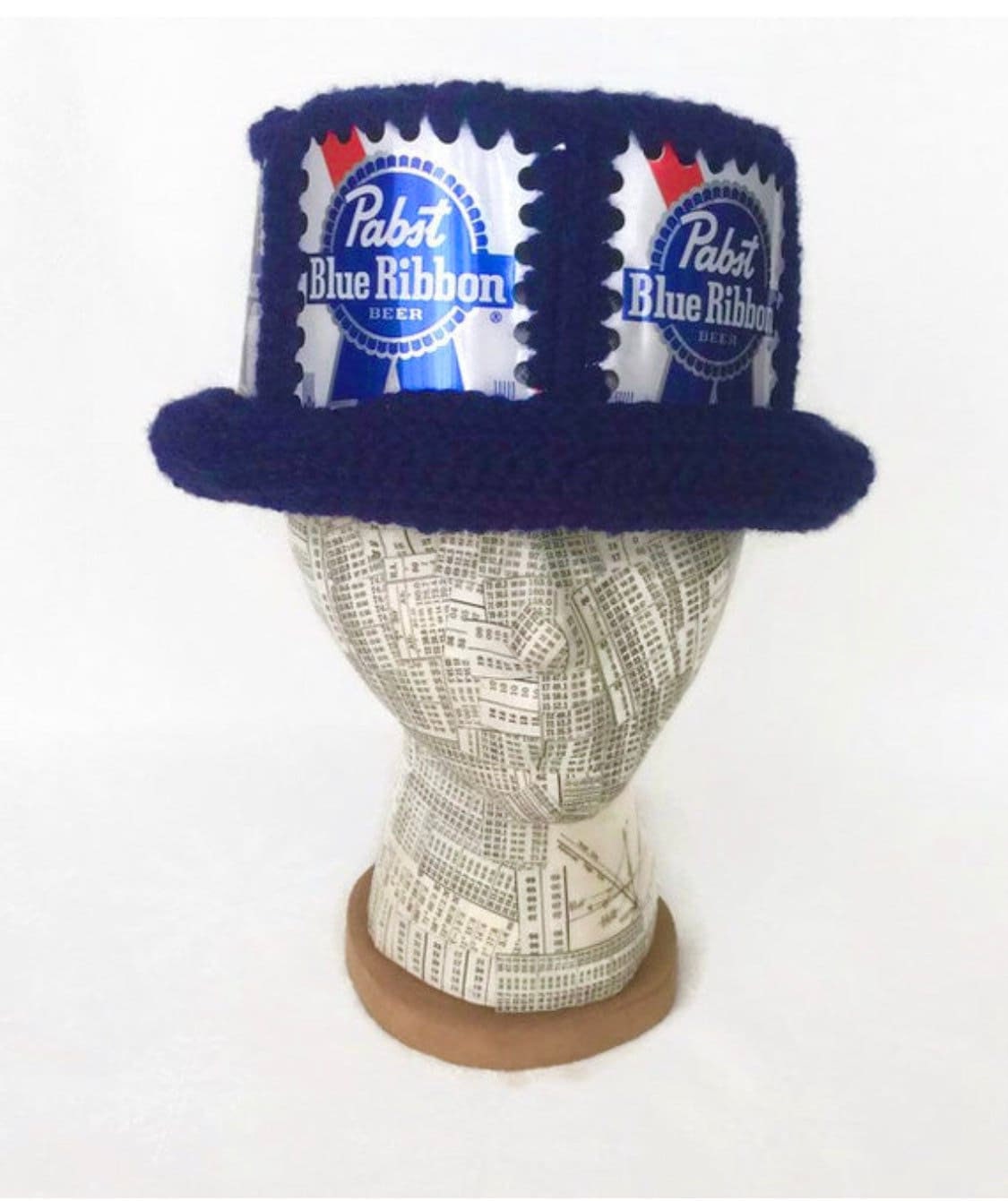 Pabst Blue Ribbon Beer Can Crochet Hat, Upcycled Party Hat - Etsy