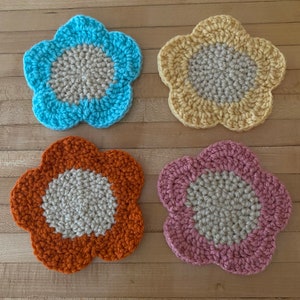 Sous-bocks fleuris, ensemble de sous-bocks fleuris au crochet, sous-bocks fleuris au crochet avec panier, lot de 4 sous-bocks, sous-bocks fleuris au crochet, cadeau pour maman image 8