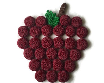 Apple Trivet, Apple Hot Pad, Crochet Apple Trivet, Bottle Cap Trivet, Fruit Trivet