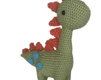 Handmade Crochet Brontosaurus Plushie, Amigurumi Dinosaur Toy, Pastel Nursery Decor