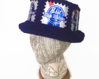 Chapeau Pabst, chapeau PBR, chapeau de canette de bière, chapeau de canette de bière au crochet, cadeau pour papa