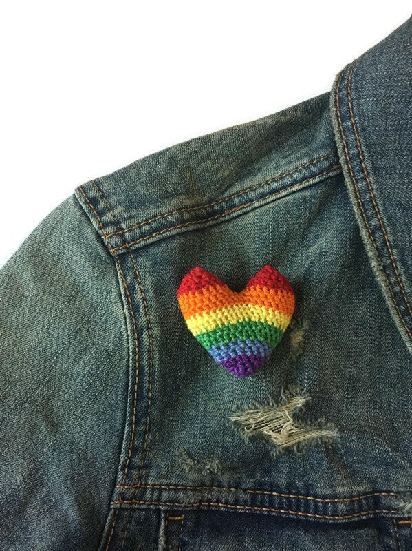 Crochet Rainbow Heart Pin: Pride Love Accessory - Etsy Canada