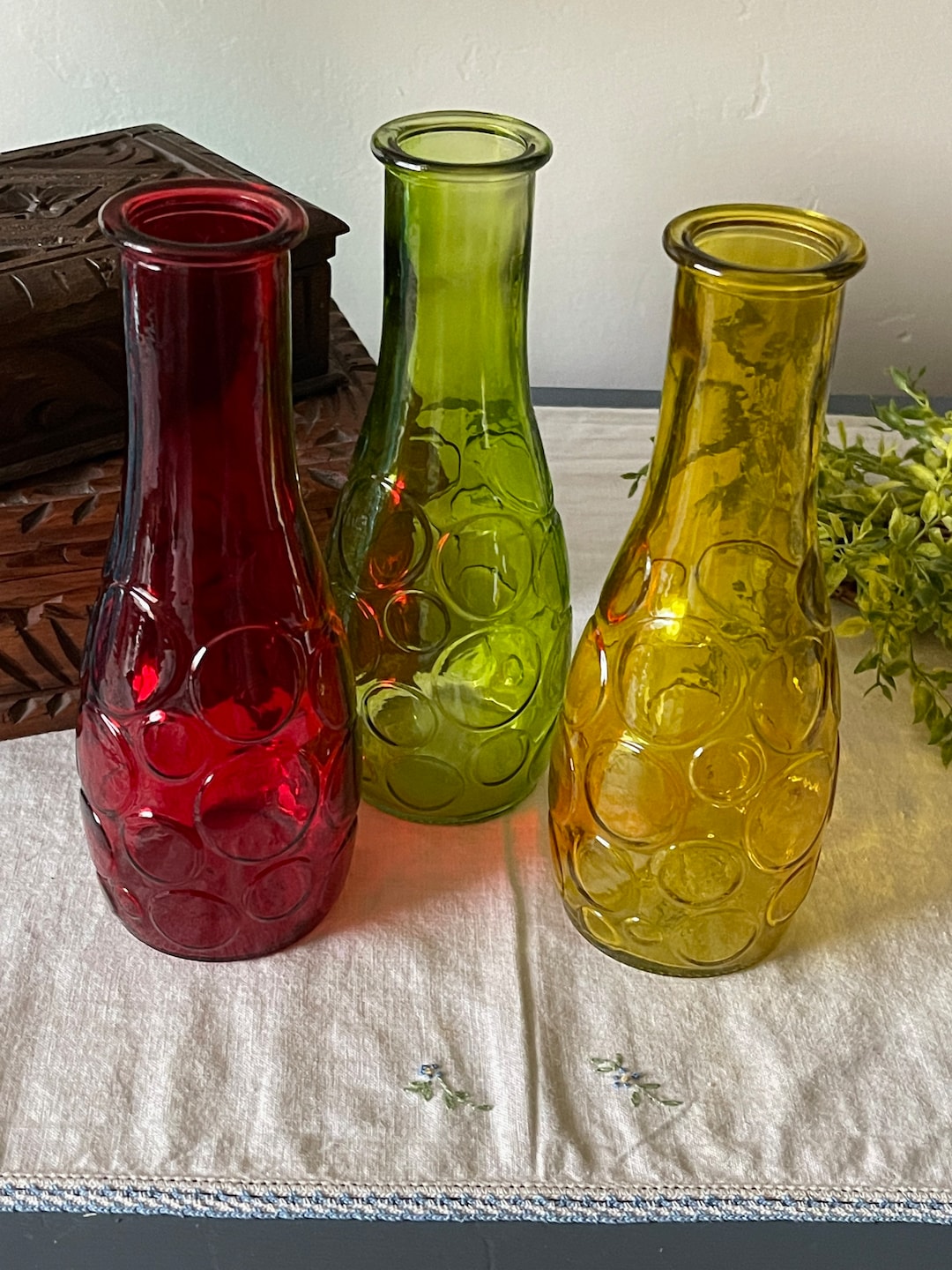 Vintage Lot of 3 DPS Glass Vases circles Etsy