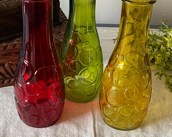 Vintage Lot of 3 DPS Glass Vases ‘Circles’