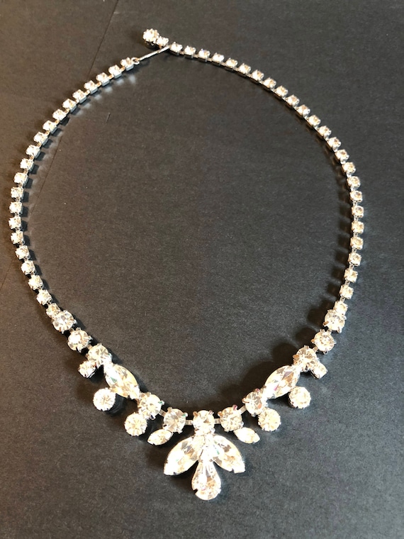 Long Drop Formal Prom Cotillion Gift For Collector Vintage EISENBERG ICE Rhinestone Necklace Bridal Jewelry