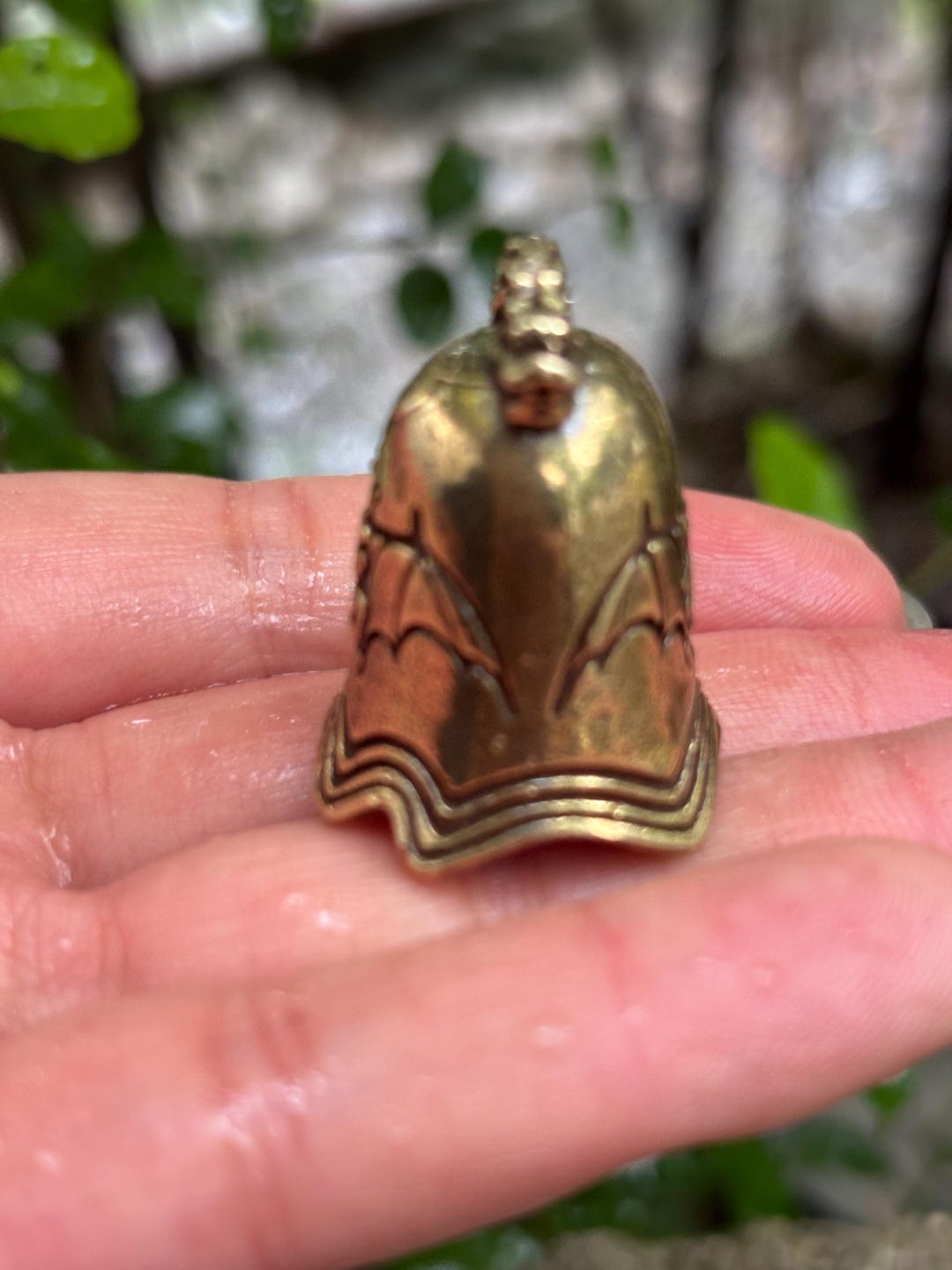 Vintage Solid Brass Mini Jingle Bell – Feng Shui Demon Subduing Bell, 47x25mm, Retro Copper Finish For DIY Wind Chimes, Keychains, Jewelry