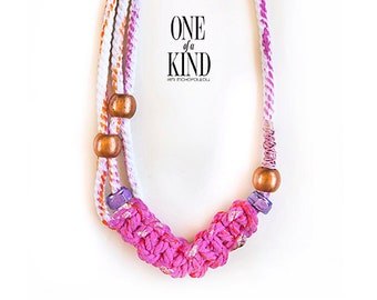 Statement necklace,Eco friendly,cotton necklace,rope necklace,boho necklace,pink necklace,fashion necklace,funky necklace,chunky