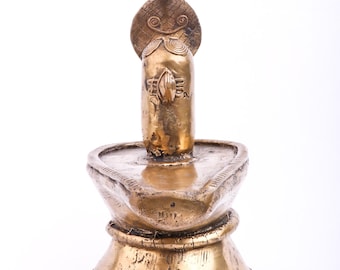 Handcrafted Shiva Lingam Idol with Cobra Hood – Antique Gold Metal Hindu Statue for Home Temple, Meditation Altar & Spiritual Decor