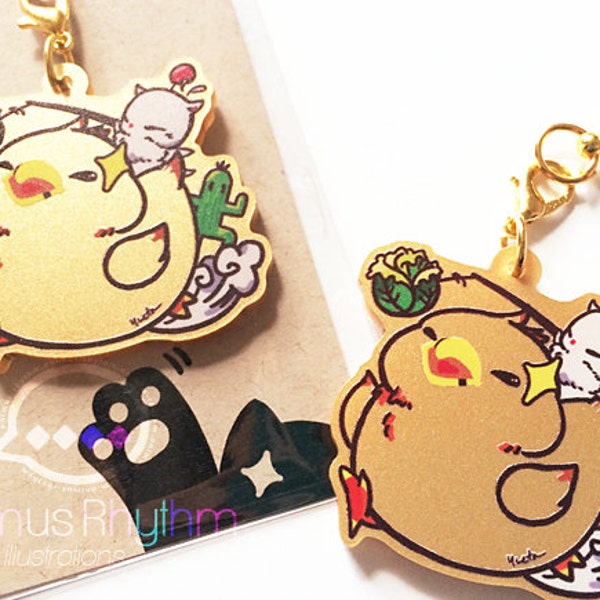 Golden Acrylic straps charm: Fat Chocobo Final Fantasy