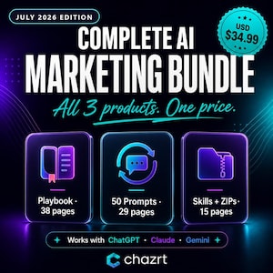 KI-Marketing-Bundle 2026: ChatGPT Claude Prompts, Playbook, Skills Guide (Digitaler Download)