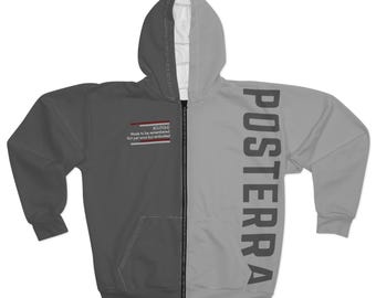 Sudadera con capucha Origin Stripe - Edición gris / Sudadera con cremallera unisex / Posterra Boutique