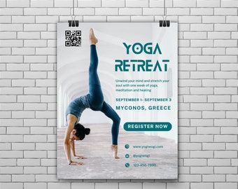 Yoga Retreat Flyer Template, Editable Wellness Promotion (Digital Download)