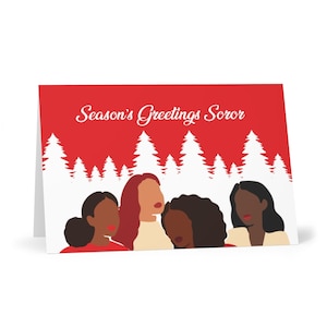 Delta Greeting Cards (7 pcs) | Sorority Paraphernalia | Black Girl Magic Red Holiday Card | Holiday Cards