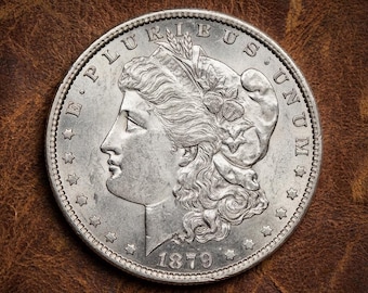 1879 Morgan Silver Dollar, Antique Morgan Dollar Coin Collectible, Rare American Liberty Coins, US Old Silver Coins for Collectors
