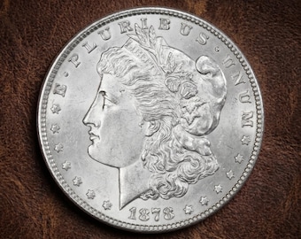 1878 Morgan Silver Dollar, US Morgan Dollar Silver Coins, First Year Issue, Rare Old Coins for Collector, Collectible Liberty Eagle Coin