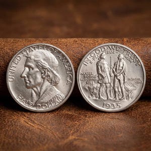 1935 Daniel Boone Zweihundertjähriger halber Dollar, amerikanische antike Gedenkmünze, seltene San Francisco Mint alte Silbermünzen für Sammler
