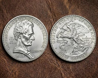 1918 Abraham Lincoln halve dollar, Illinois Centennial herdenkingsmunt, antieke Amerikaanse zilveren munt, zeldzame oude munten voor verzamelaars
