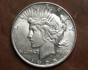 Zeldzame 1925 vredesdollarmunt, Amerikaanse vredeszilveren dollars, collectible Amerikaanse antieke muntencollectie, oude zilveren munten voor verzamelaars