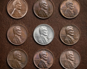 1909 S V.D.B. Lincoln Wheat Penny, 1943 Lincoln Penny Copper Coin Set, Rare US Antique Coin Collection, Collectible Old Coins for Collectors