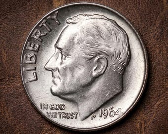 Vintage 1964 Roosevelt Dime Coin, antieke Amerikaanse muntencollectie, zeldzame oude munten voor verzamelaars, Amerikaanse verzamelmunten