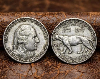 1927 Vermont Sesquicentennial halve dollar, herdenkingsmunt Battle of Bennington, antieke zilveren munt, Amerikaanse oude munten voor verzamelaars