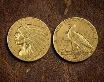 1908/1929 Indian Head Quarter Eagle gouden munt 2,5 dollar, zeldzame Amerikaanse gouden dollar muntenverzameling, antieke oude munten voor verzamelaars